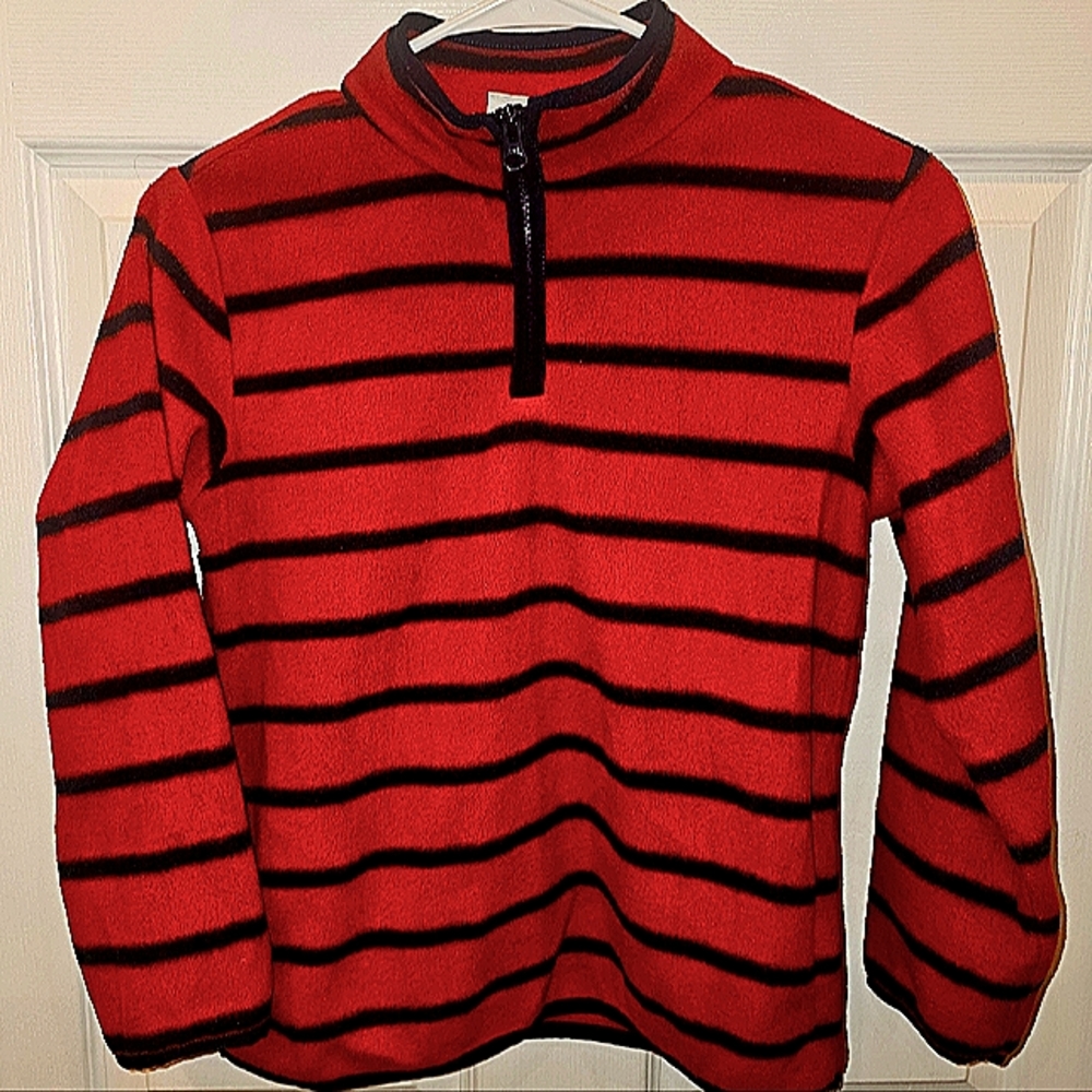 Red with Navy Blue Stripes Crazy 8 Fleece with 1/4 Zipper